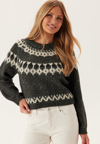 Awtillie Long Sleeve O-neck Knit Sweater