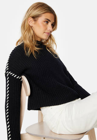Cream LS Funnelneck Pullover