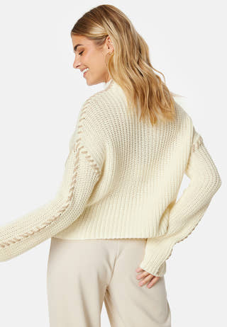 Cream LS Funnelneck Pullover