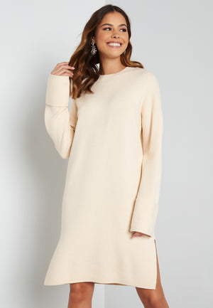 Gold Needle LS Short O-Neck Dress