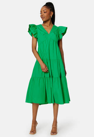 Jarlotte SS V-Neck Calf Slit Dress