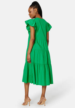 Jarlotte SS V-Neck Calf Slit Dress