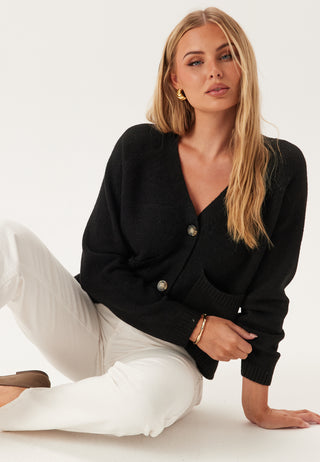 Vmboom Langermet V-hals Cardigan med Knapper