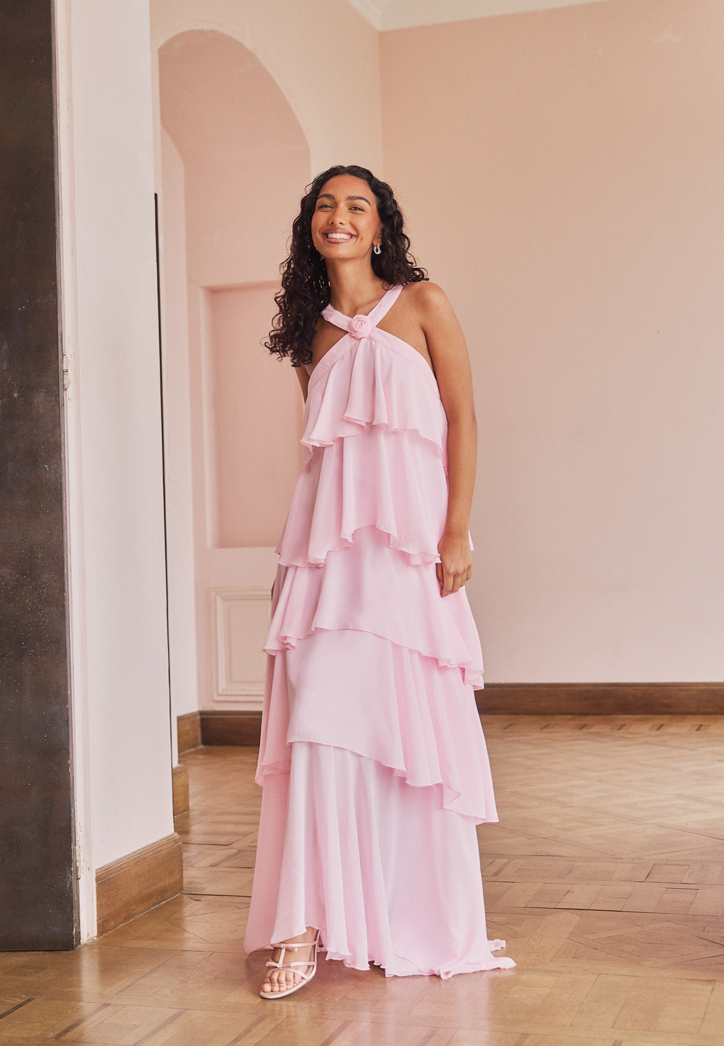 Vero moda – Vmfelicia Sl Ruffle Maxi Dress – Bridesmaid dresses – Pink