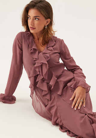 Vmholly Ls Flounce Ankle Dress