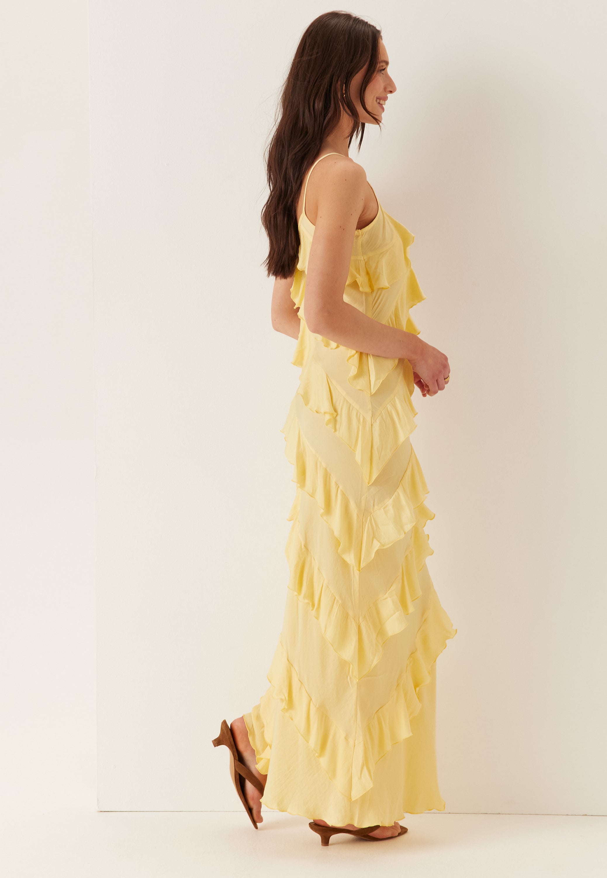 Vero moda – Vmicelyn Sl Ruffle Maxi Dress – Dresses – Yellow