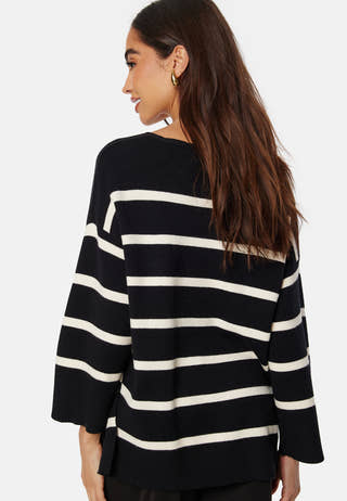 Vmsaba 3/4 V-neck stripe pullover