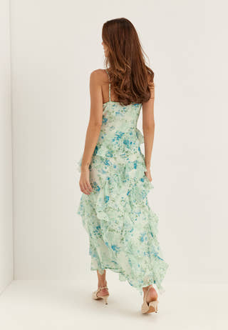 Vmsmilla S/L V-NECK LONG FRILL DRESS