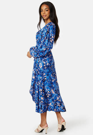 Elena Ira V-Neck 3/4 Midi Wrap Dress