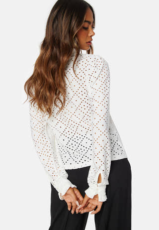 Jasy L/S O-neck Frill Top