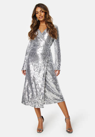 Juliana Wrap Midi Sequins Dress