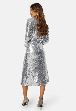 Juliana Wrap Midi Sequins Dress