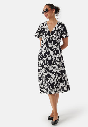 Vilovie S/S Wrap Midi Kjole