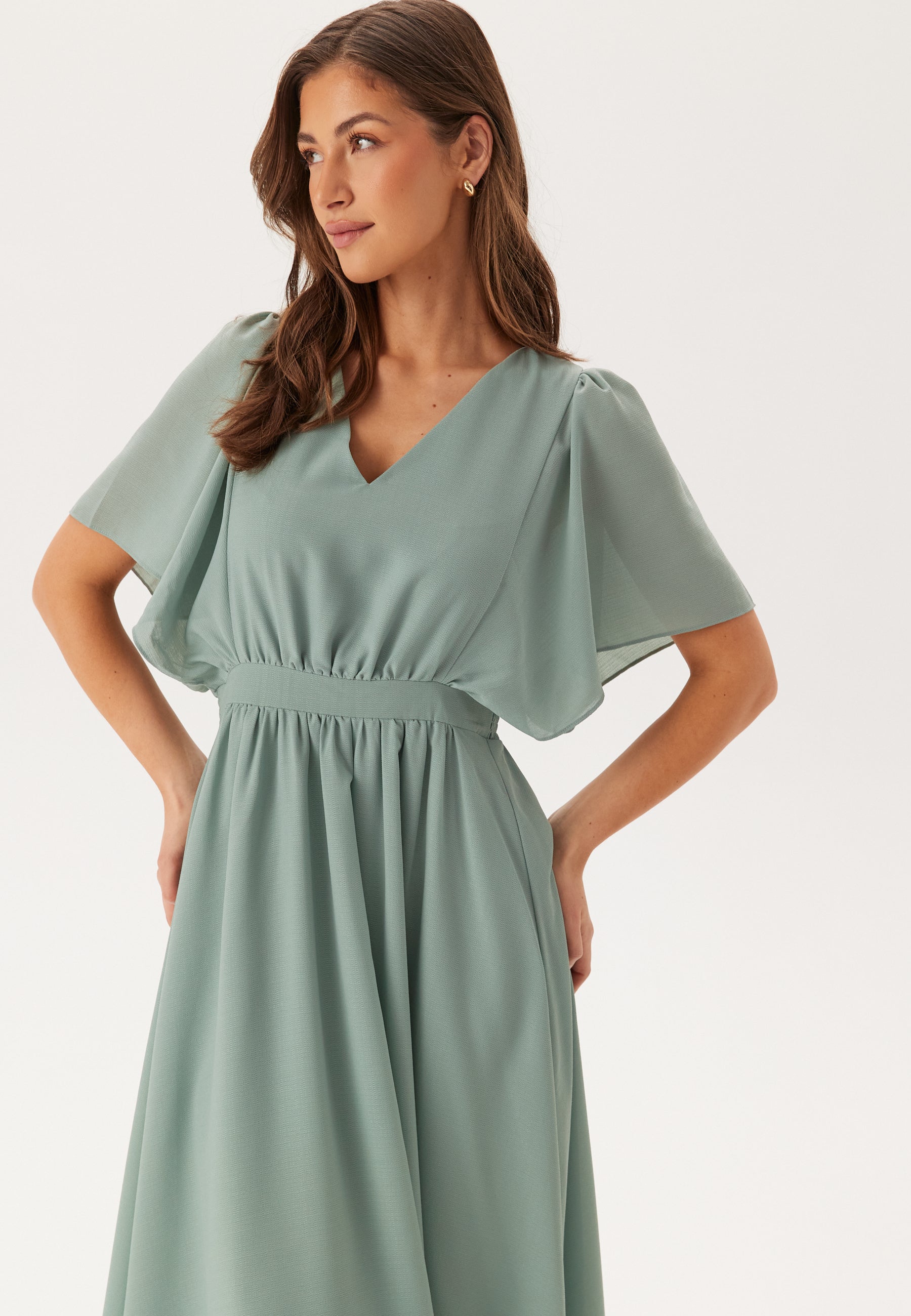 Vila Mirage 2/4 V-Neck Ankle Dress Dresses Green Vila Mirage 2/4 V-Neck Ankle Dress Dresses Green