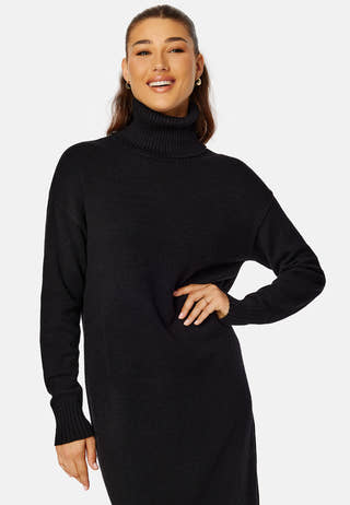 Rill Roll Neck L/S Midi Dress