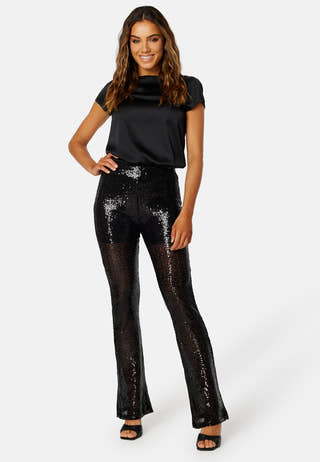 Sequins Flared HW Pants