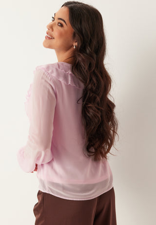 Viane L/S V-NECK FRILL TOP V-N