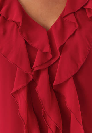 Viane L/S V-NECK FRILL TOP V-N