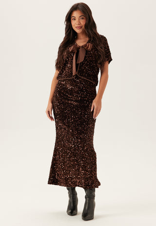 Vibelieve High Waist Ankle Sequin Skirt