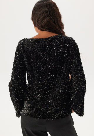 Vifaith Boat Neck L/S SEQUIN T