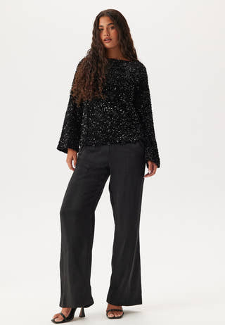 Vifaith Boat Neck L/S SEQUIN T