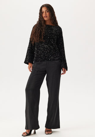 Vifaith Boat Neck L/S SEQUIN T