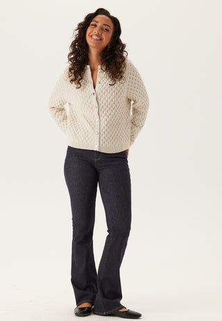 Vikali Langermet O-hals Strikket Cardigan med Knapper