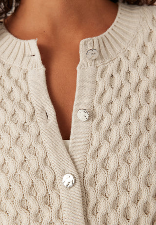 Vikali Langermet O-hals Strikket Cardigan med Knapper