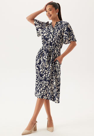 Vilullu Short Sleeve Knee Shirt Dress