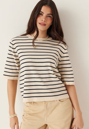 Vimalu O-neck 2/4 Strikket Topp