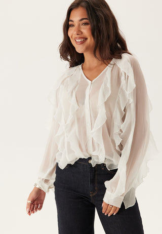 Vimitalla V-neck Long Sleeve Flounce Shirt