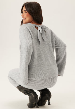 Viretta O-neck Long Sleeve Knit Bow Top