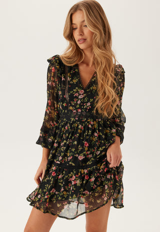 Viroman New V-neck Long Sleeve Short Dress