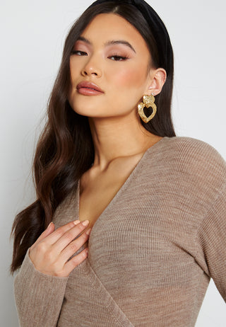 Beth LS Knit Wrap Dress