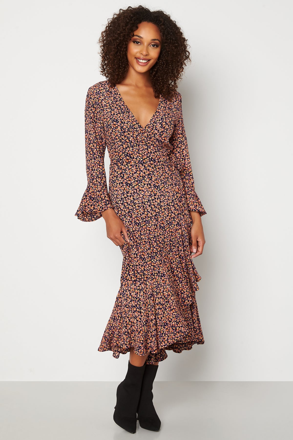 Yas - Blima 3/4 Midi Wrap Dress - campaign-outlet - Blue