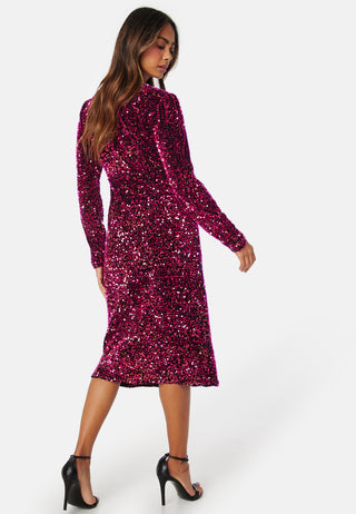 Pinko Sequin Velvet LS Midi Dres