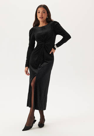 Yashella Ls Velour Midi Dress